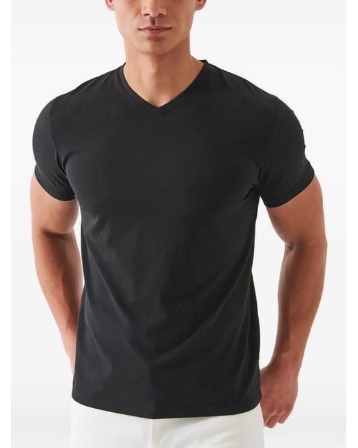 Patrick Assaraf Black V-Neck T-Shirt for men