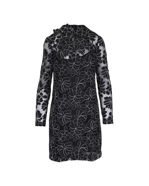 Lela Rose Black Floral Lace Mini Dress