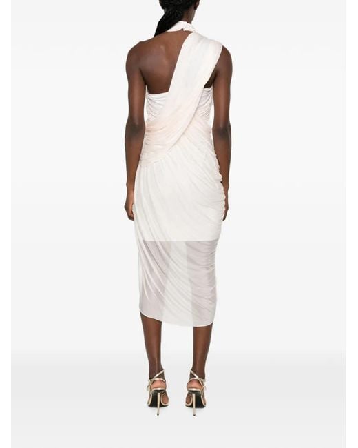 Balmain White Draped Asymmetric-Hem Mini Dress