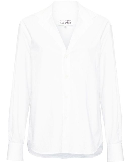 MM6 by Maison Martin Margiela White V-neck Cotton Shirt