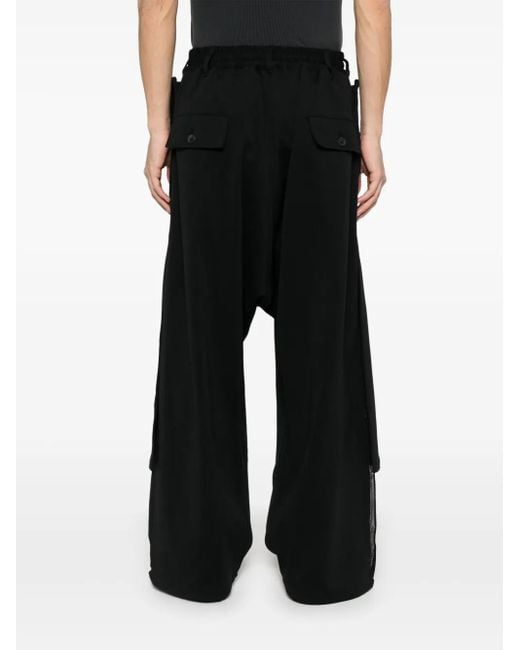 Y-3 Black 3-Stripes Open-Hem Track Pants for men