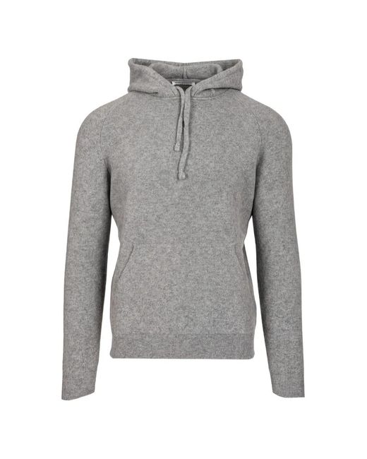 Al Duca D'aosta Gray Mohair-Blend Drawstring Hoodie for men