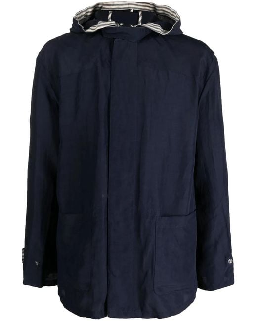 Giorgio Armani Blue Lightweight Hooded Jacket for men