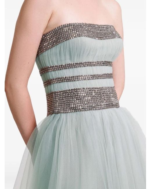 Gemy Maalouf White Embellished Corset Tulle Gown