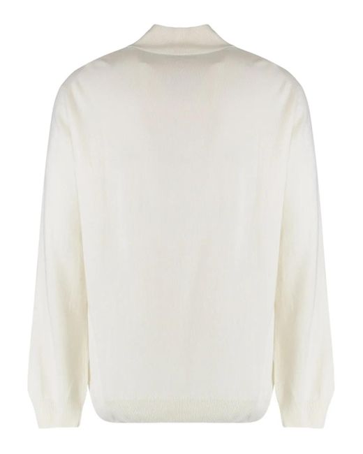 Moorer White Ribbed-Knit Button Cardigan for men