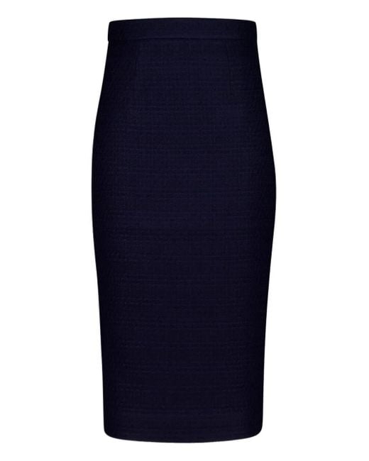 Roland Mouret Blue Boucle Midi Skirt