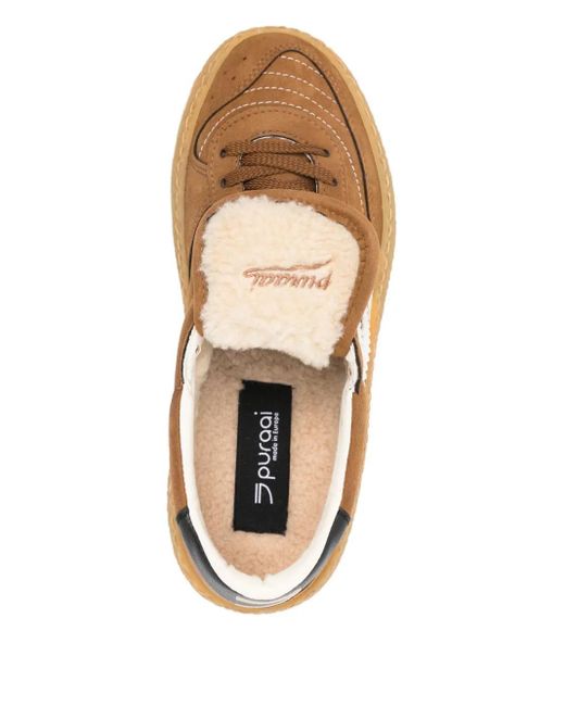 PURAAI Polly Sneakers Met Lus in het Brown