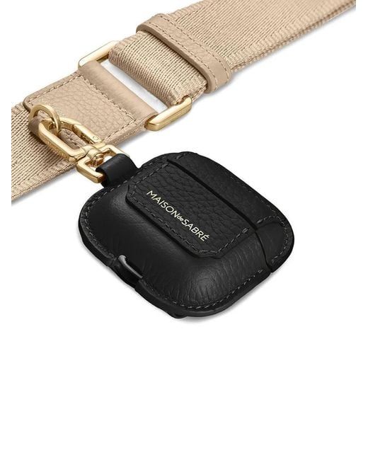 Maison De Sabre Black Leather Airpods 4 Keyring Case
