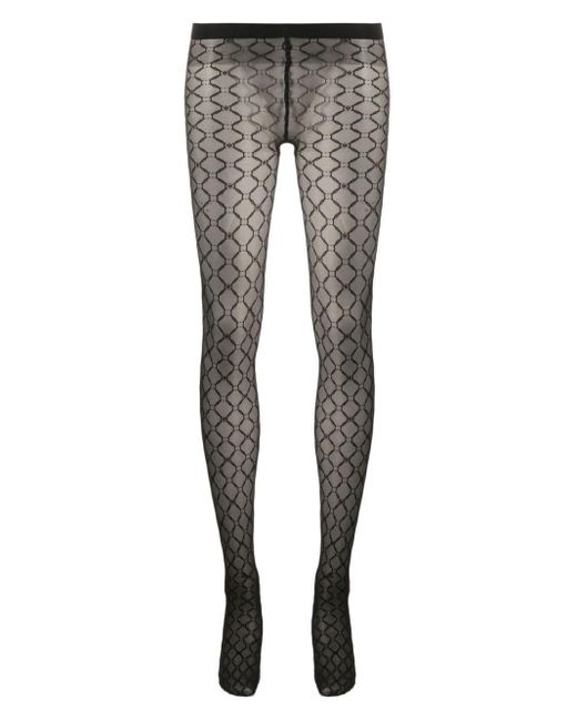 Wolford Monogram-pattern Tights in Gray | Lyst