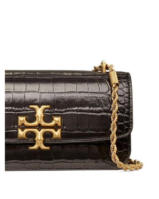 Tory Burch Eleanor Crocodileembossed Effect Shoulder Bag in Black Lyst