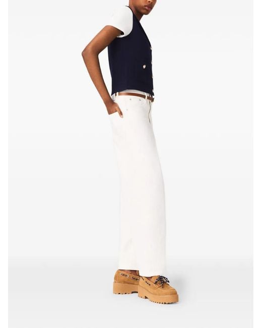 Maje Blue Button Pocket Vest