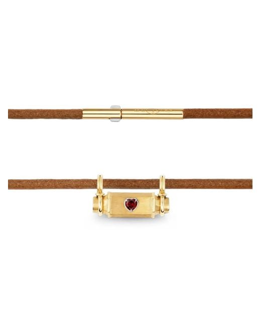 Marie Lichtenberg Metallic Heart Smash Garnet Locket Necklace
