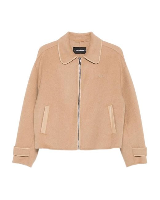 Karl Lagerfeld Natural Zip-Front Jacket