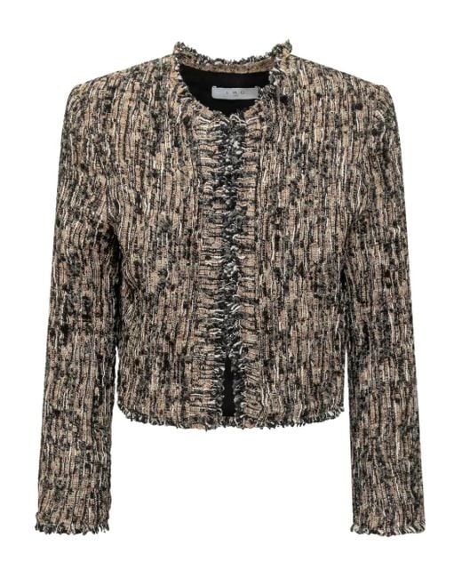 IRO Black Carlia Frayed-Edge Tweed Jacket