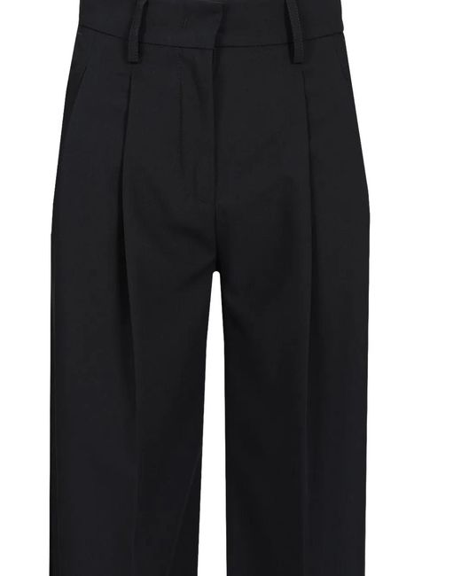 Al Duca D'aosta Black Pleated Wide-Leg Trousers