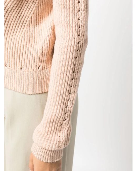 Genny Pink Logo-Charm Ribbed-Knit Jumper