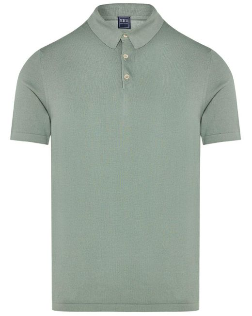 Fedeli Green Sucesso Cotton Polo Shirt for men