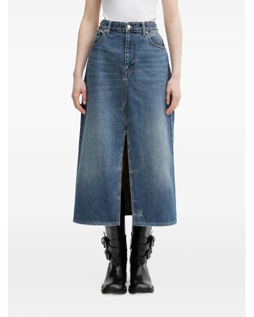 Carhartt Blue Brandon Front-Split Midi Skirt