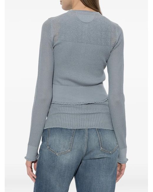Chloé Blue Ribbed-Knit Wool Vest And Cardigan