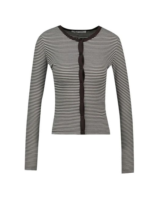 Samsøe & Samsøe Gray Striped Cotton Cardigan