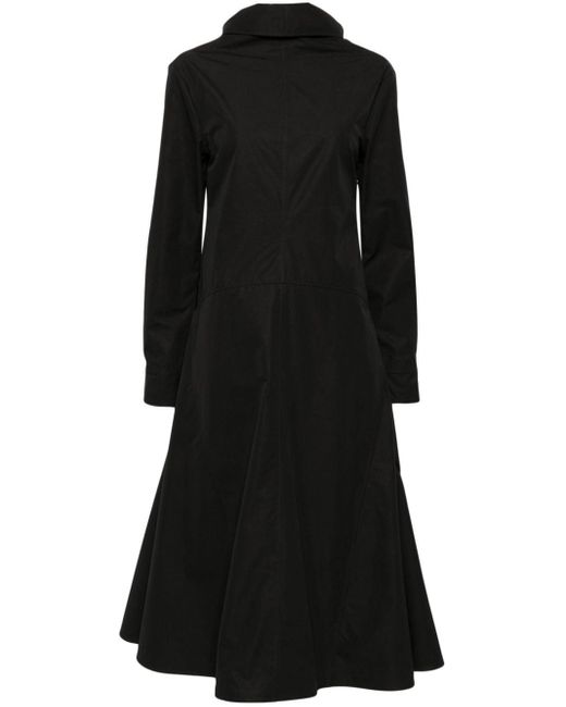 Tie-fastening cotton midi dress Jil Sander en coloris Black