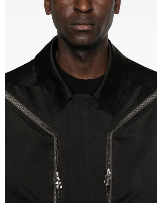 Rick Owens Black Zip-Up Shirt Jacket for men