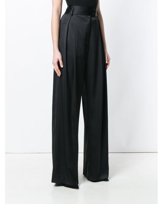 black high waisted wide leg trousers