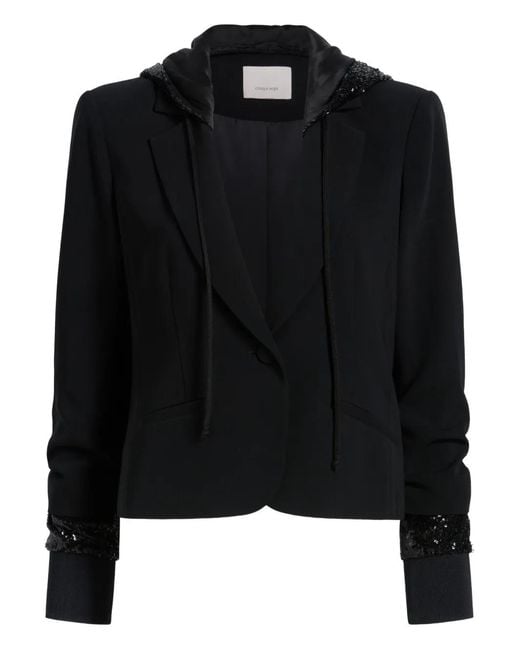 Cinq À Sept Black Le Petit Khloe Sequin Hooded Jacket