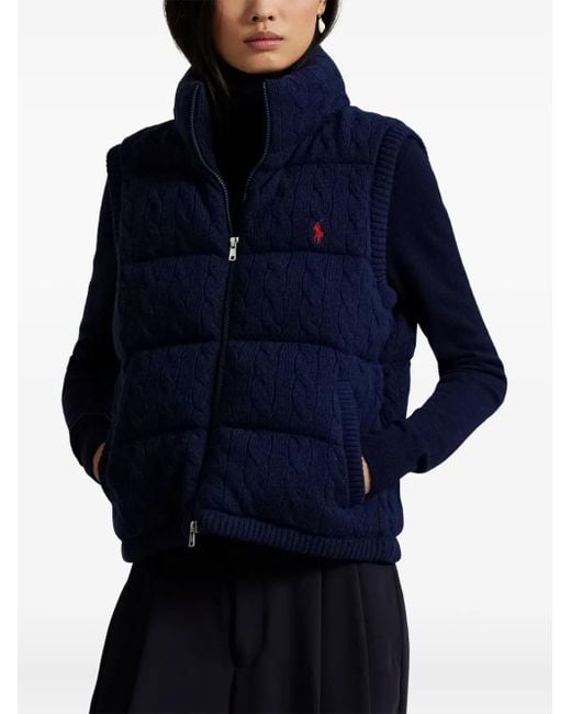 Polo Ralph Lauren Blue Logo-Embroidered Puffer Gilet