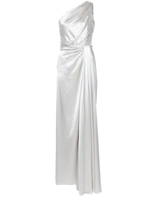 Dolce & Gabbana White Off-Shoulder Silk Gown