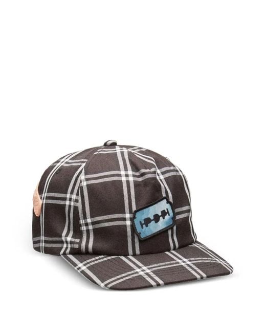 PDF Black Check-Pattern Embroidered Baseball Cap for men