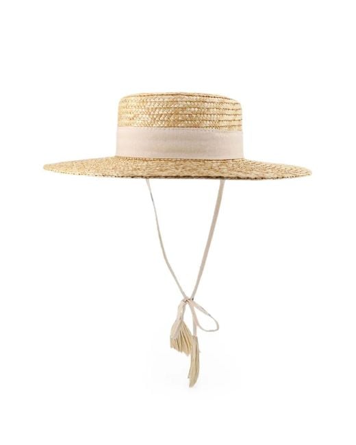 LAVI COUTURE White Tassel-Detail Interwoven Sun Hat