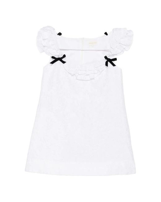 ShuShu/Tong White Ruffled Lace-Trim Mini Dress