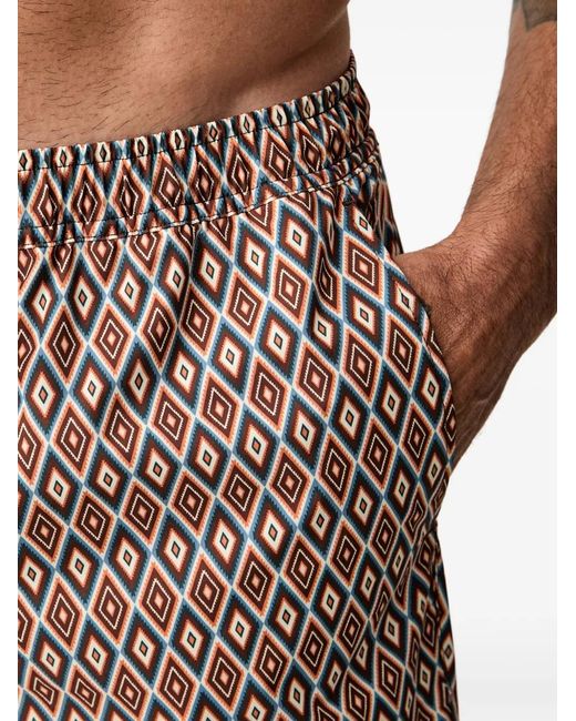 Marc O' Polo Brown Diamond-Print Swim Shorts for men