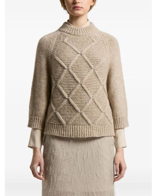 Peserico Natural Diamond-Pattern Sweater