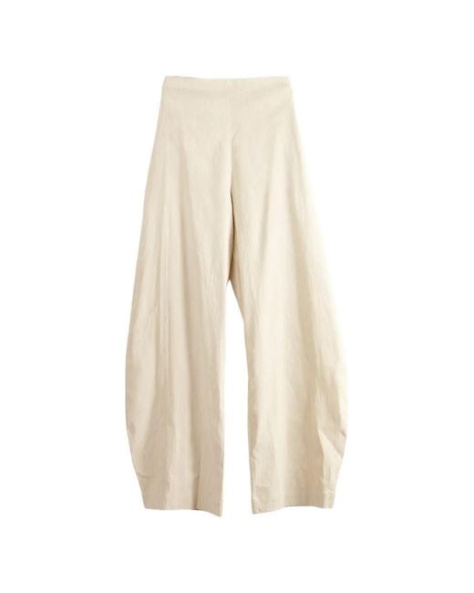 Cortana White Striped Pleated Trousers