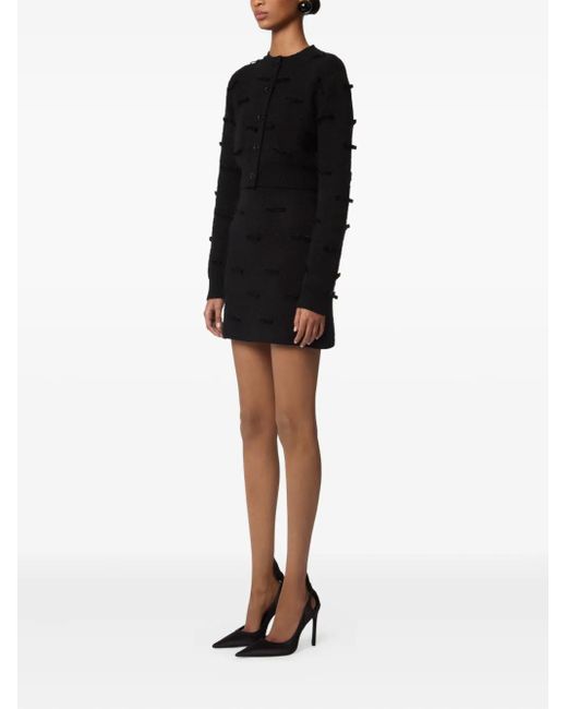 Nina Ricci Black Bow-Embellished Mohair Cardigan