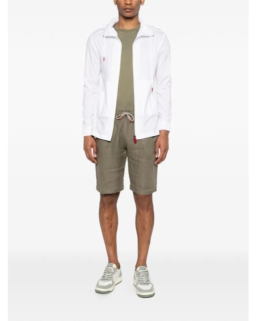 Kiton White Zip Hoodie for men