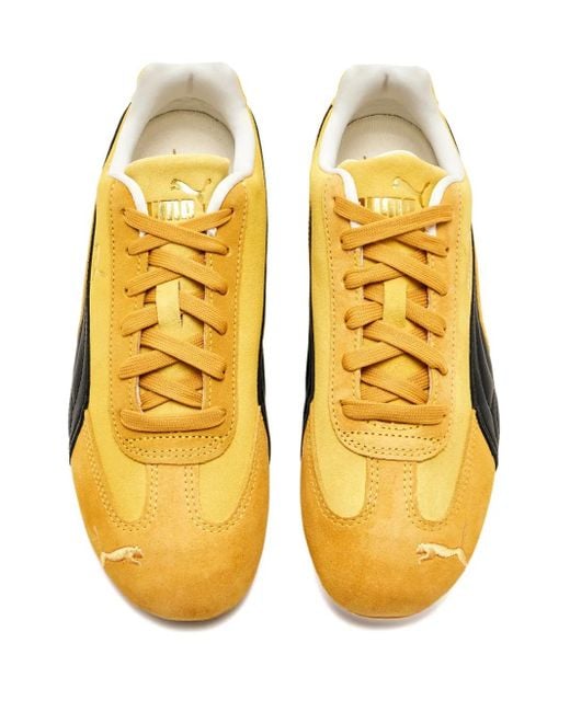 PUMA Yellow Speedcat Suede-Leather Sneakers