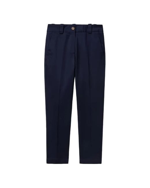 Benetton Blue Straight-Leg Tailored Trousers