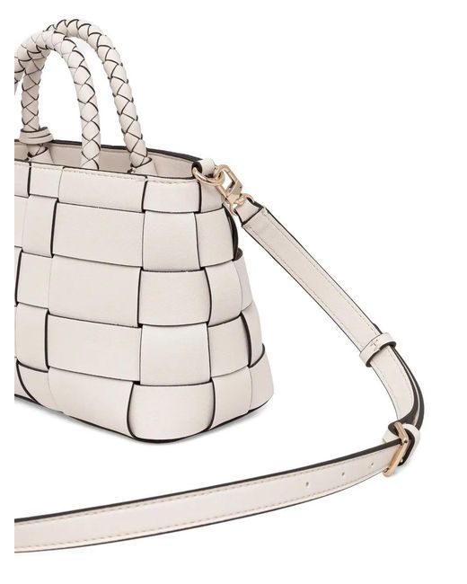 Guess White Braided-Handle Tote Bag