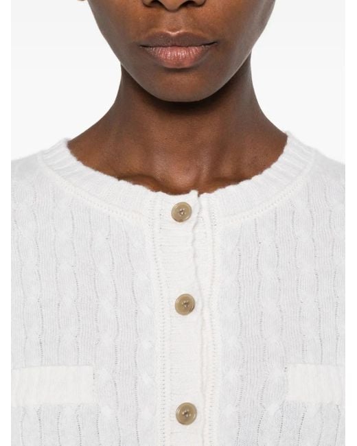 Lisa Yang Kabelgebreid Vest Met Knoop in het White
