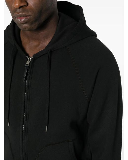 Tom Ford Black Hooded Sweatshirt With Front Zipper for men