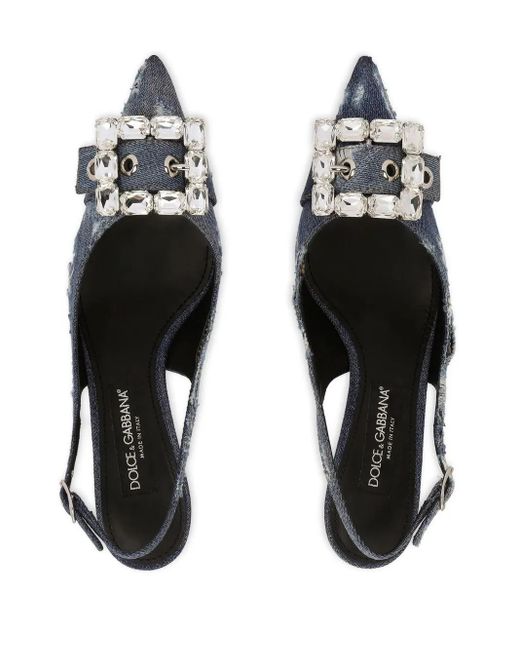 Dolce & Gabbana Metallic Patchwork Jeans Slingback Sandals For