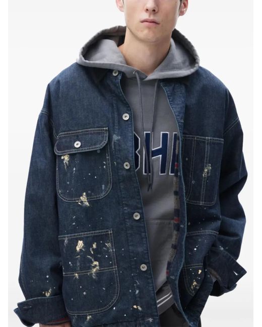 Neighborhood Blue Corduroy-Collar Washed Jacket for men