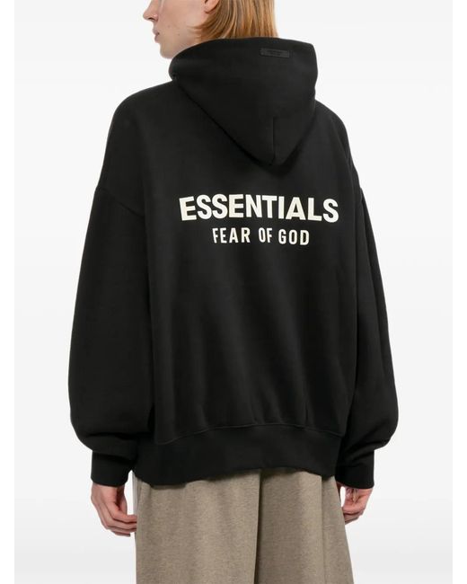 Essentials Black Classic Hoodie for men