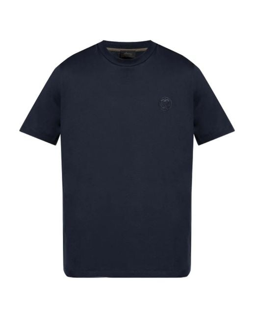 Brioni Blue Logo-Embroidered T-Shirt for men