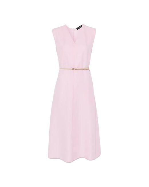 Fabiana Filippi Pink V-Neck Belted Dress