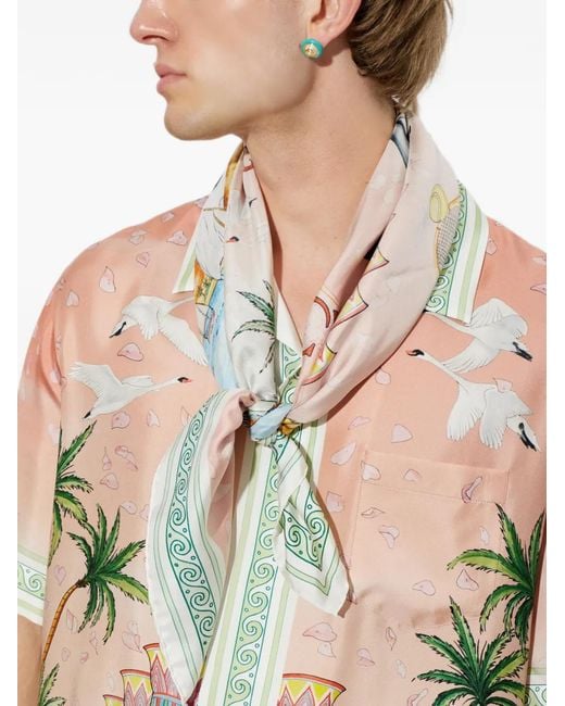 Casablanca Gray Graphic-Print Silk Scarf