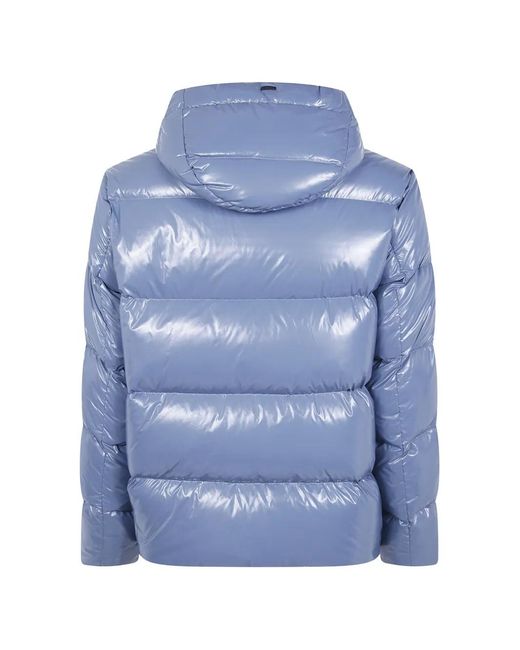 Herno Blue Logo-Patch Padded Jacket for men